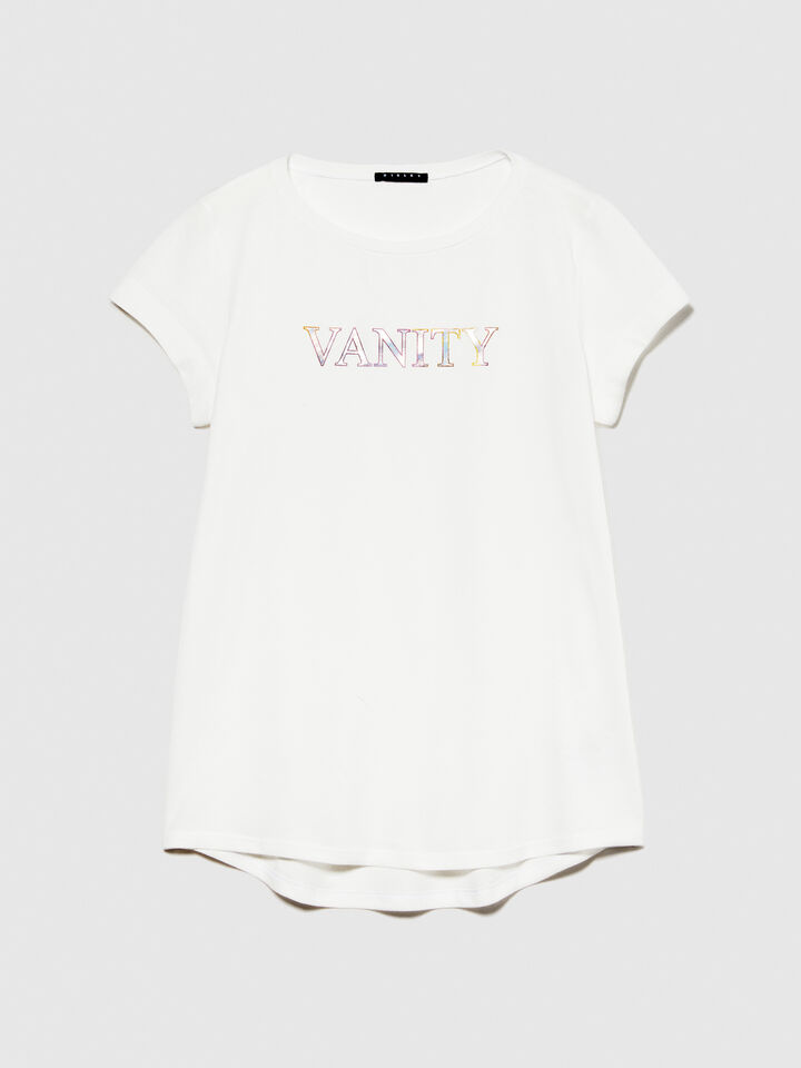 T-shirt with glossy print - women's short sleeve t-shirts - White | Sisley image number 6